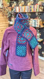 Crochet Scarf - Teal, Violet & Blue