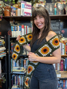 Crochet Scarf. Sunflower & Forest