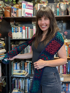 Crochet Scarf. Purples & Teal