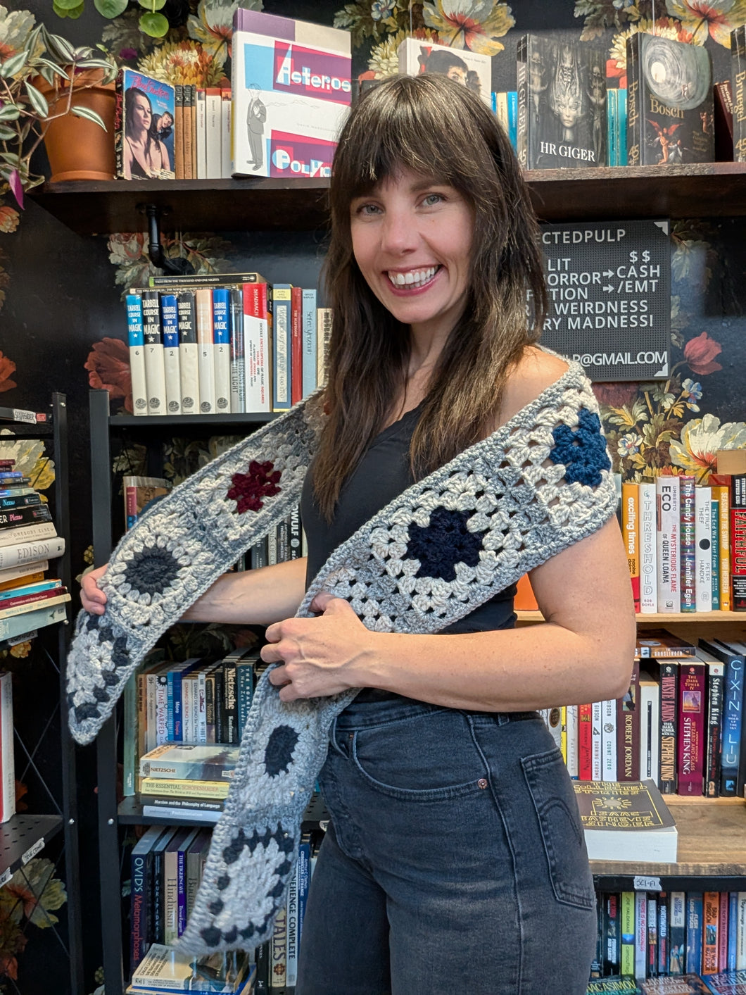 Crochet Scarf. Grays